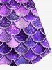 Plus Size Mermaid Print Glitter Cami Top(Adjustable Shoulder Strap) -  
