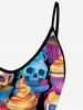 Gothic Skulls Ice Cream Print Cami Top(Adjustable Shoulder Strap) -  