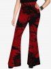 Gothic Eagle Branch Print Flare Pants -  