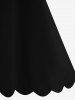 T-shirt Festonné Découpé de Grande Taille à Manches Courtes - Noir 4XL