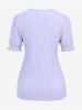 Plus Size Ribbed Lace Trim T-shirt -  