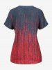 T-shirt Boutonné en Blocs de Couleurs Imprimé de Grande Taille - Rouge foncé XL