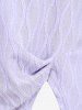 T-shirt Texturé Fendu de Grande Taille à Volants - Violet clair 3XL