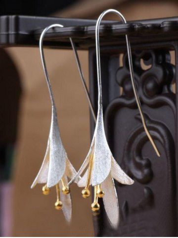 Lily Shaped Fashion Earrings - SILVER