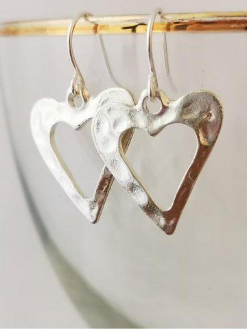 Boucles D'Oreilles Pendantes en Forme de Cœur - SILVER