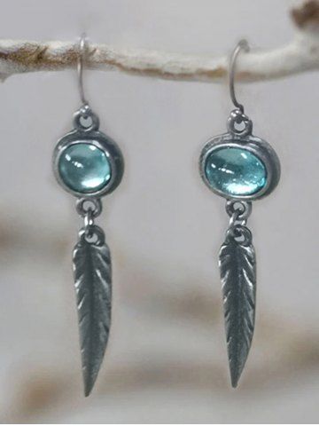Vintage Opal Feather Shape Bohemian Style Earrings