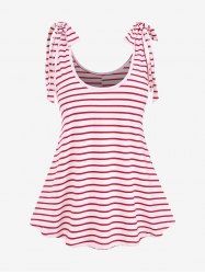 Plus Size Tie Striped Tank Top -  