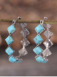 Vintage Turquoise Diamond  Hoop Earrings -  