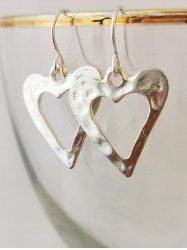 Boucles D'Oreilles Pendantes en Forme de Cœur - Argent 