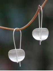 Concave Metal Drop Earrings -  