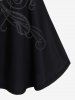 Ensemble de Haut D'Halloween Crâne Imprimée à Epaule Dénudée et de Pantalon Evasé - Noir 