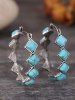 Vintage Turquoise Diamond  Hoop Earrings -  