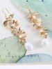 Flower Faux Pearl Dangle Earrings -  