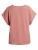 Plus Size Patchwork Batwing Sleeve V Neck Casual Top -  
