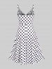Plus Size Polka Dot Print Cowl Neck Split Hem Midi Dress -  