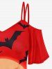 Gothic Sunset Bat Print Cold Shoulder T-shirt -  