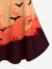 Gothic Sunset Bat Print Cold Shoulder T-shirt -  