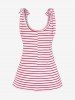 Plus Size Tie Striped Tank Top -  