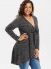 Plus Size Bowknot Tied Marled Surplice T-shirt -  