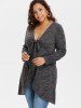 Plus Size Bowknot Tied Marled Surplice T-shirt -  