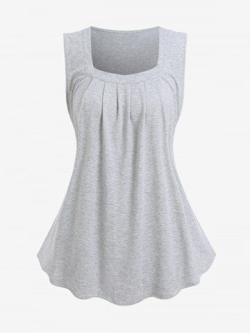Plus Size Marled Pleated Tank Top - GRAY - L