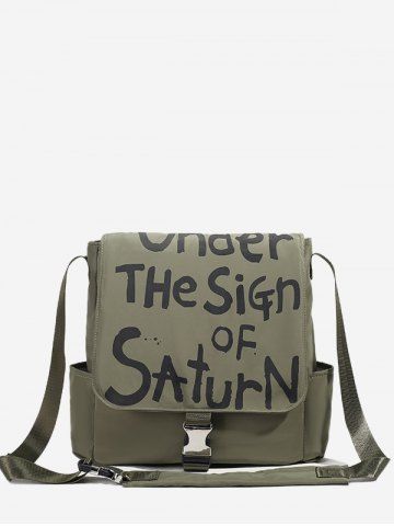 Women's Streetwear Graffiti Letters High Capacity Crossbody Message Bag - GREEN