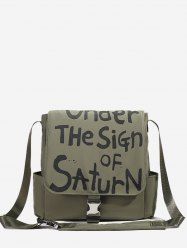Sac à Bandoulière de Streetwear Lettre Graffitis avec Grande Capacité pour Femme - Vert 