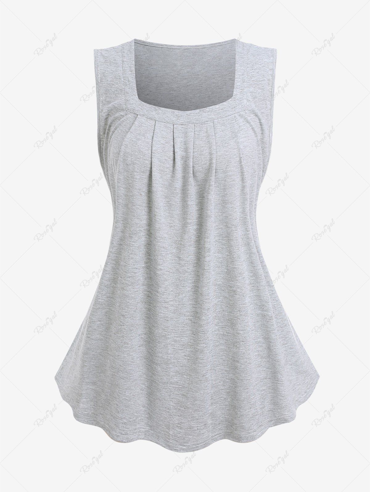 Unique Plus Size Marled Pleated Tank Top  