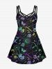 Gothic Galaxy Skull Butterfly Flower Print Crisscross Cami Dress -  