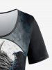 Gothic Demon Girl Skull Eagle Print T-shirt -  