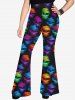 Gothic Skull Print Flare Pants -  