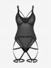 Plus Size Mesh See Through Harnessed Lingerie -  