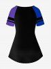 Plus Size Ombre Colorblock Flower Print T-shirt -  