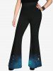 Gothic Galaxy Glitter Print Flare Pants -  