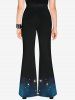 Pantalon Évasé Imprimé Galaxie Gothique à Paillettes - Noir 6X
