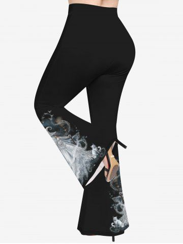 Plus Size Witch Cat Eagle Print Flare Pants