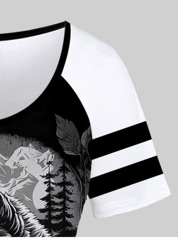 Gothic Wolf Tree Mountain Print Short Sleeves T-shirt