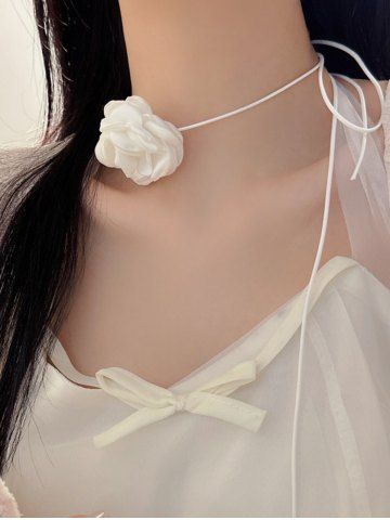 Elegant Rose Fashion Choker Necklace - WHITE