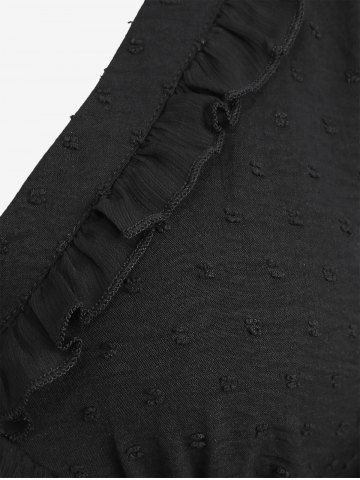 Plus Size Ruffles Lace Trim Sheer Dress