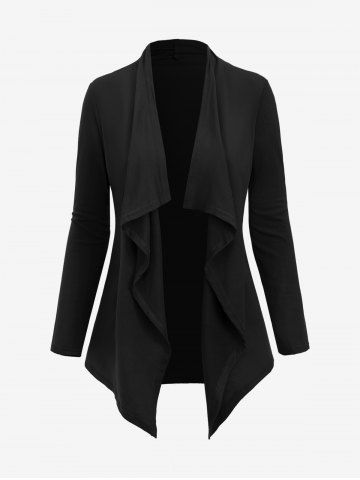 Plus Size Asymmetrical Drape Cardigan - BLACK - 2XL