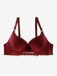 Plus Size Floral Lace Panel Underwire Bra -  