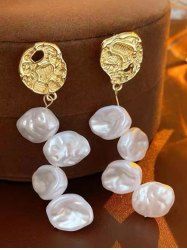 Boucles D'Oreilles Abeilles avec Fausse Perle à Frange - d'or 