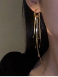 Boucles D'Oreilles Longues à Frange - d'or 