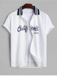 Casual Short Sleeves California Letter Lapel Collar Summer Baseball Shirt -  