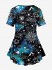 Galaxy Sun Star Cloud Print T-shirt and Flare Pants Plus Size 70s 80s Outfits -  