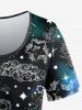 Galaxy Sun Star Cloud Print T-shirt and Flare Pants Plus Size 70s 80s Outfits -  