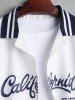 Casual Short Sleeves California Letter Lapel Collar Summer Baseball Shirt -  