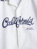 Casual Short Sleeves California Letter Lapel Collar Summer Baseball Shirt -  