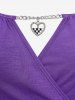 Plus Size Heart Chain Ruched Buckle Surpliced T-shirt - Pourpre  4X | US 26-28
