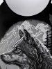 Gothic Wolf Tree Mountain Print Short Sleeves T-shirt -  